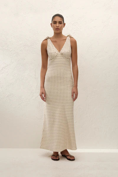 SOLANA MAXI DRESS - LOLA POLKA DOT - CREAM/BLACK