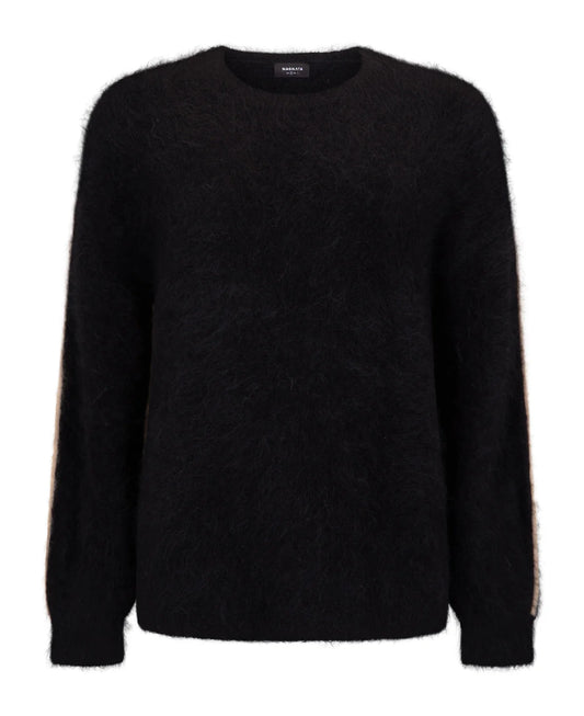 BRUSHED ALPACA SWEATER - BLACK