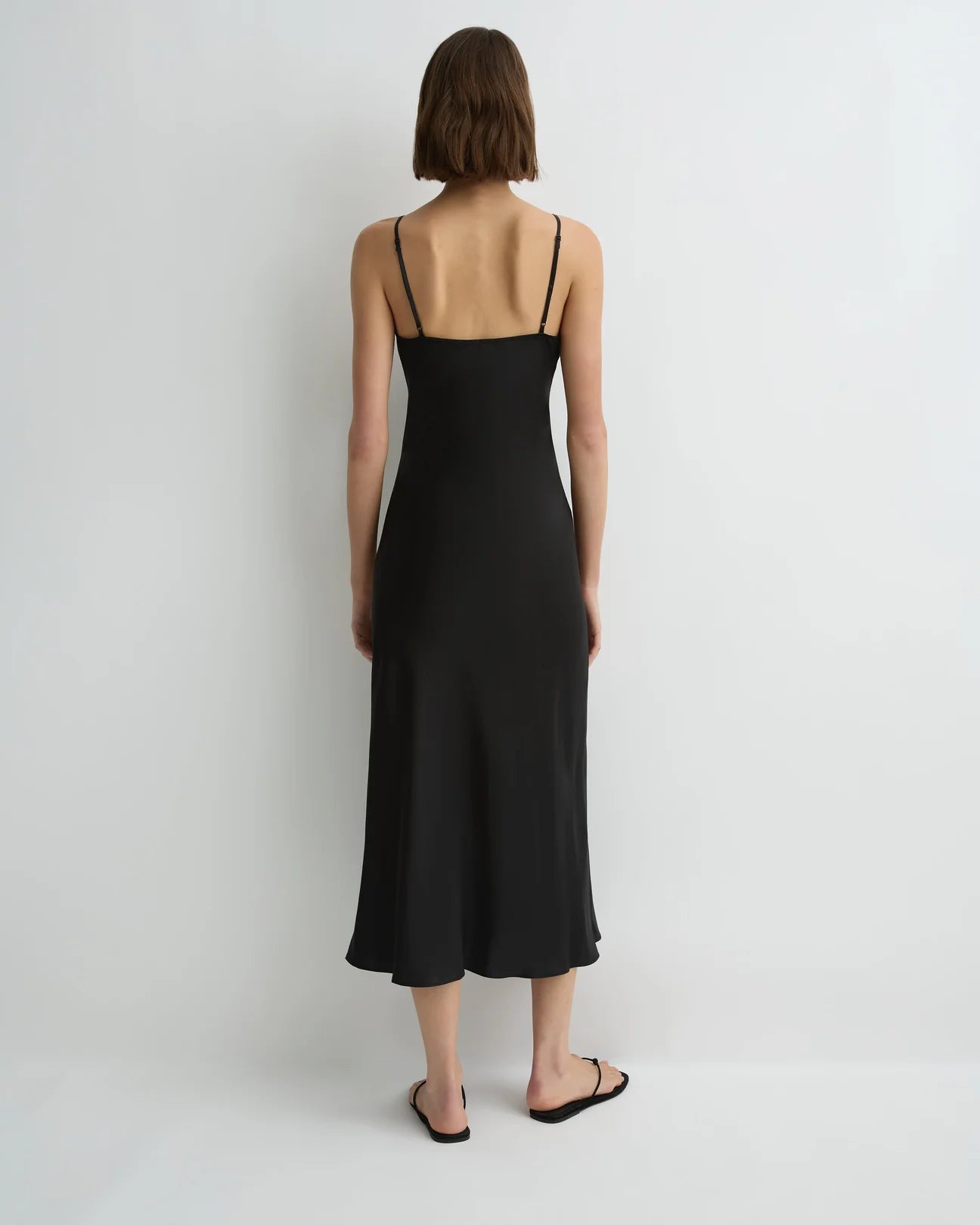 COMO LONG BIAS SLIP DRESS - BLACK