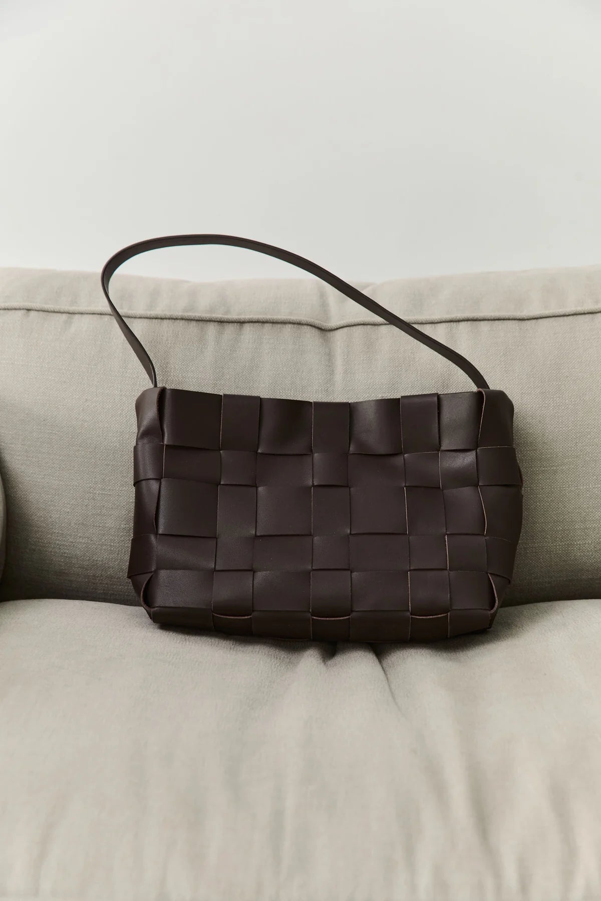 WOVEN MINI TOTE - CHOCOLATE