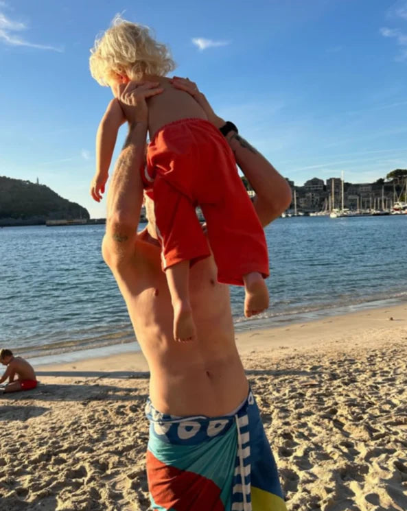 TWIN STRIPE TERRY PANT - ROSSO