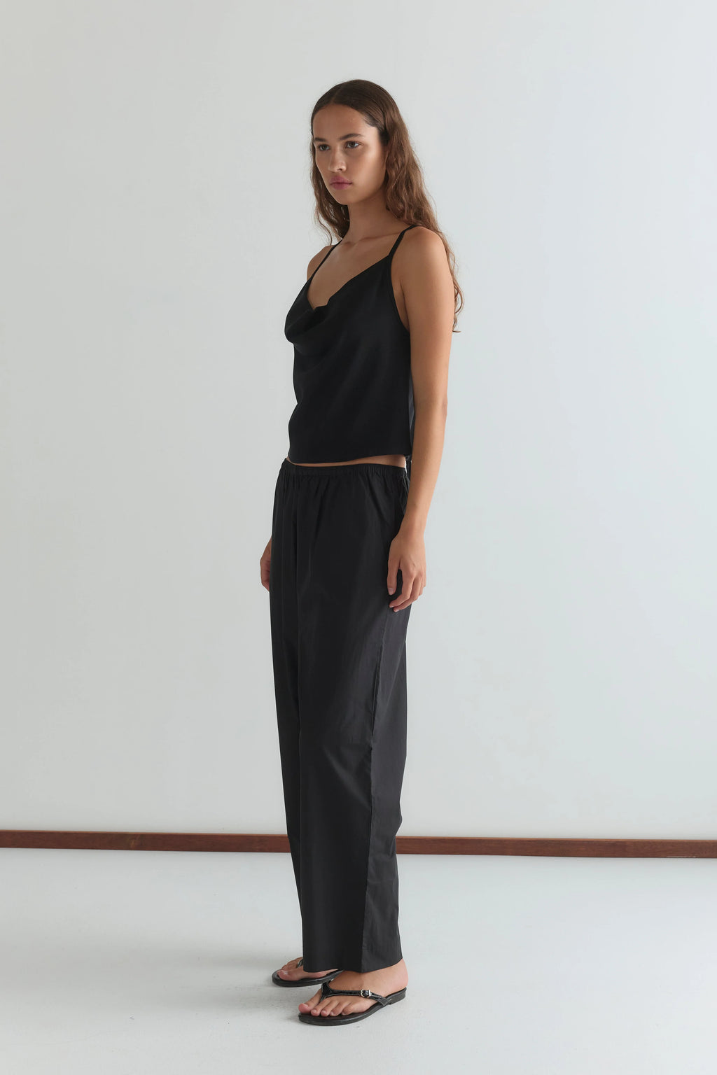 DRAPE JERSEY TOP - BLACK