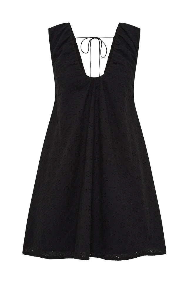 JUANA MINI DRESS - VALENTINA BRODERIE BLACK