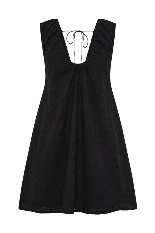 JUANA MINI DRESS - VALENTINA BRODERIE BLACK
