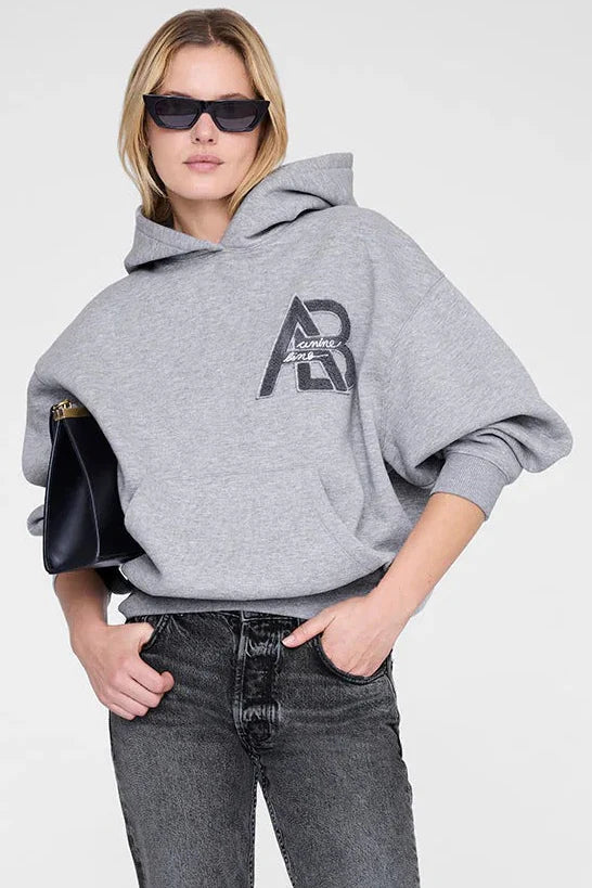 JACI HOODIE LETTERMAN - MEDIUM HEATHER GREY