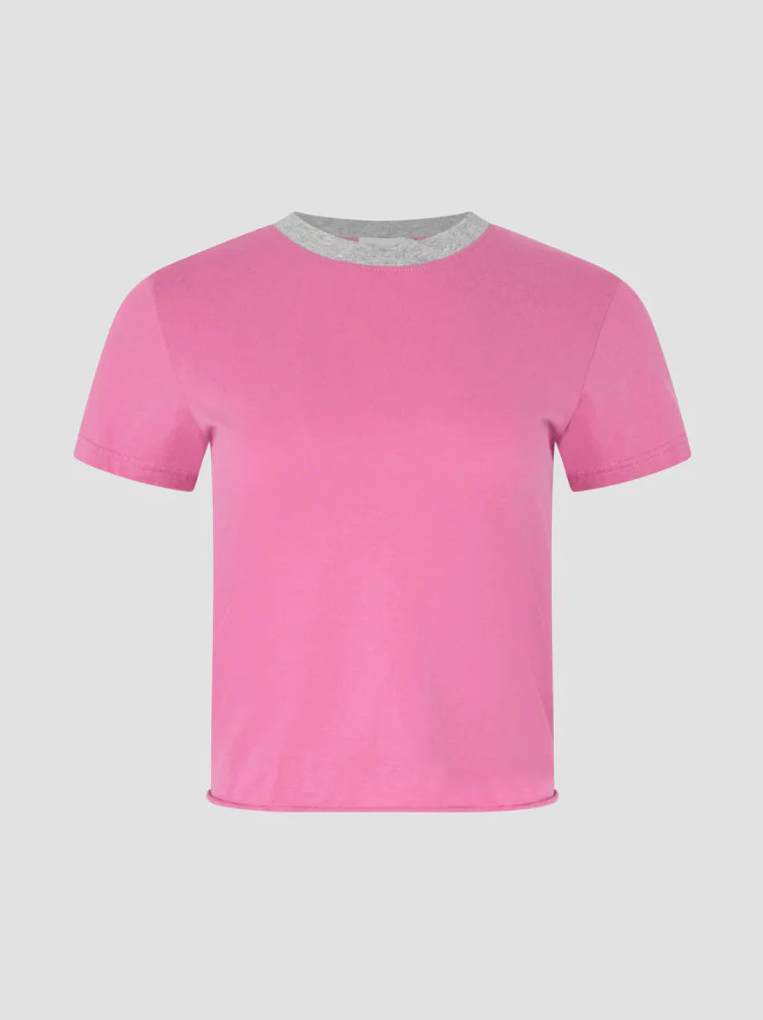 CONTRAST RAW EDGE BABY TEE - BOYSENBERRY/GREYMARLE