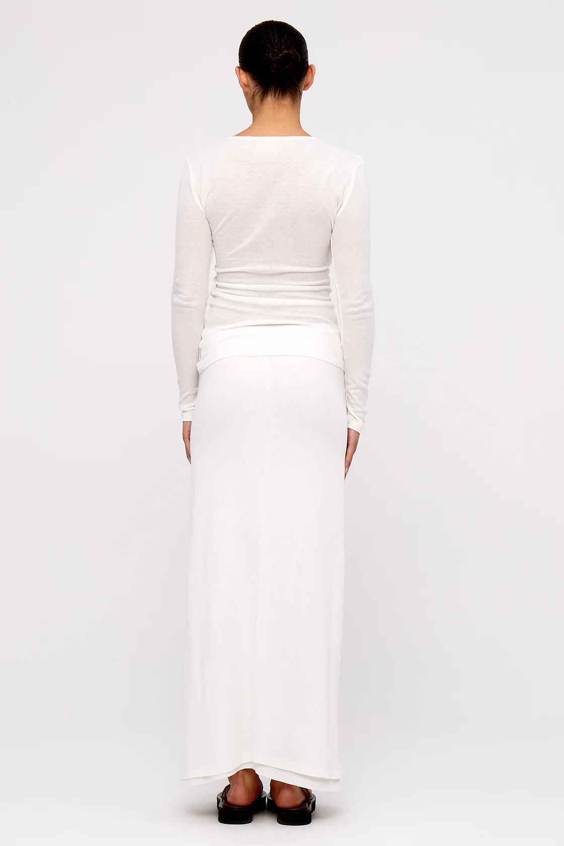 RIB HEMP JERSEY LONGSLEEVE TOP - WHITE