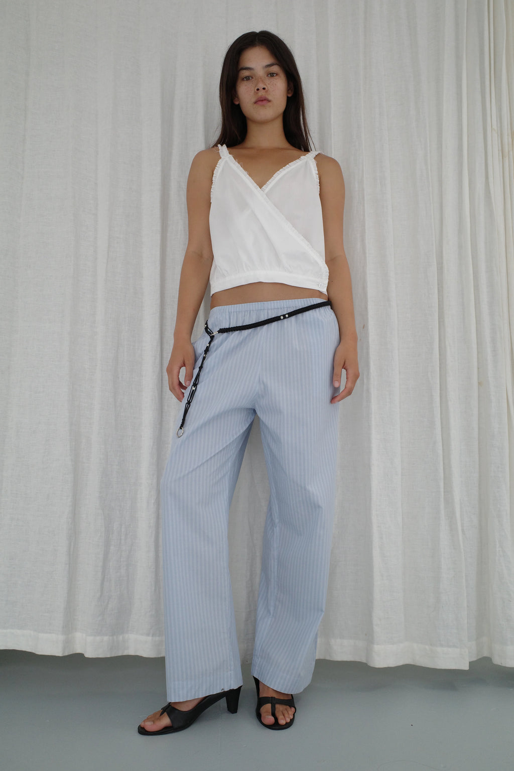 THE EASE TROUSER - LAKE BLUE STRIPE