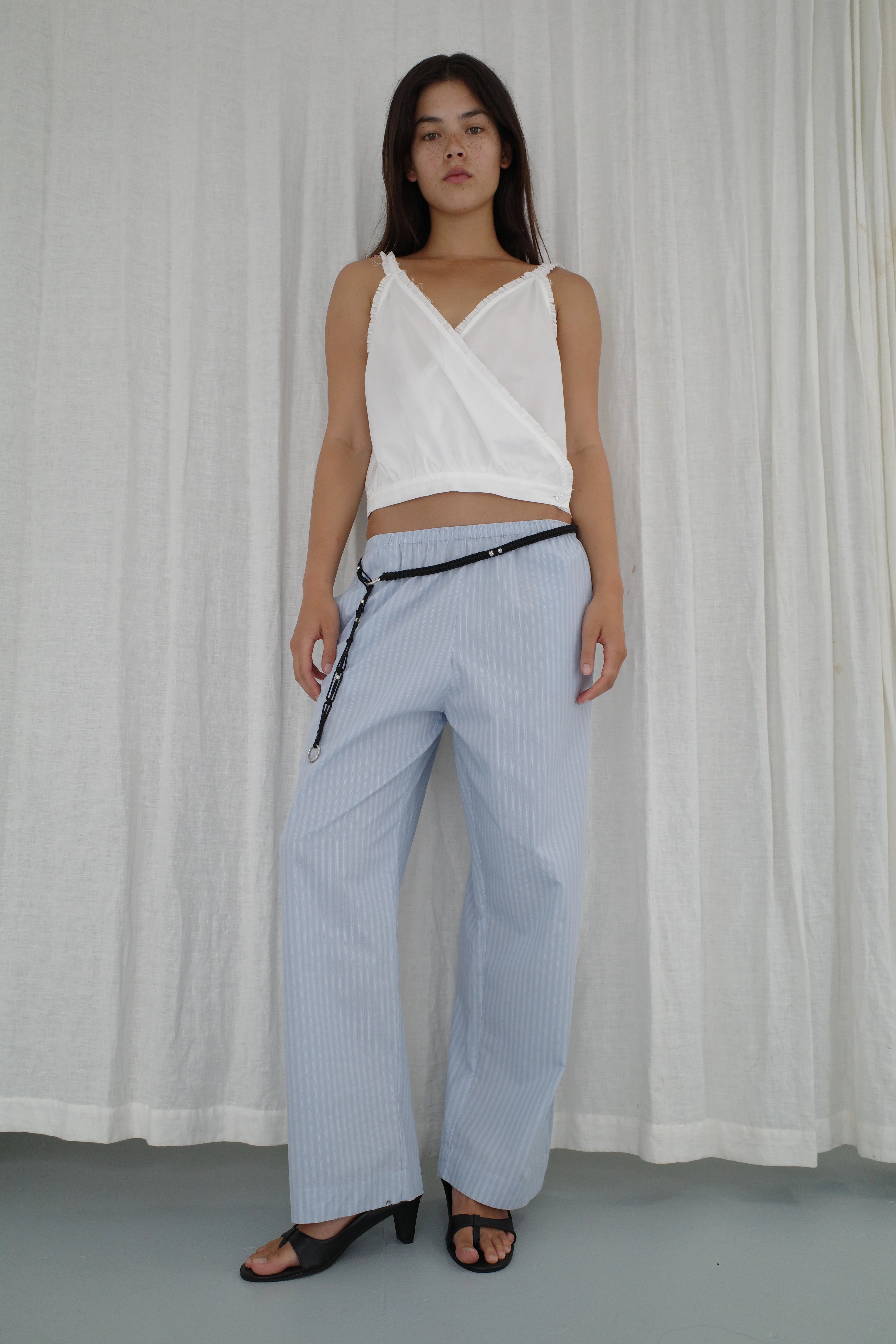 THE EASE TROUSER - LAKE BLUE STRIPE