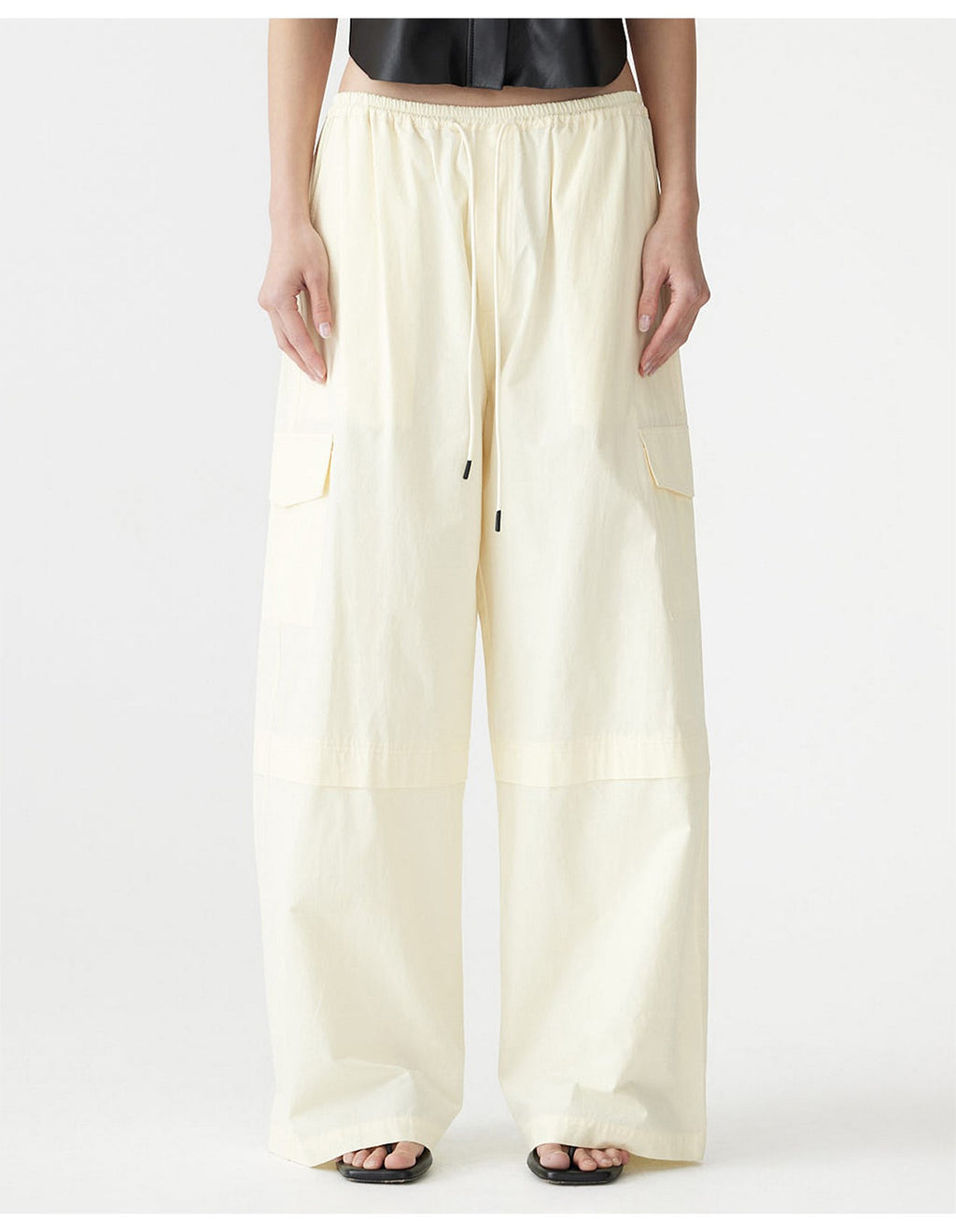 CRUSHED COTTON LAYERED PANT - PALE YELLOW