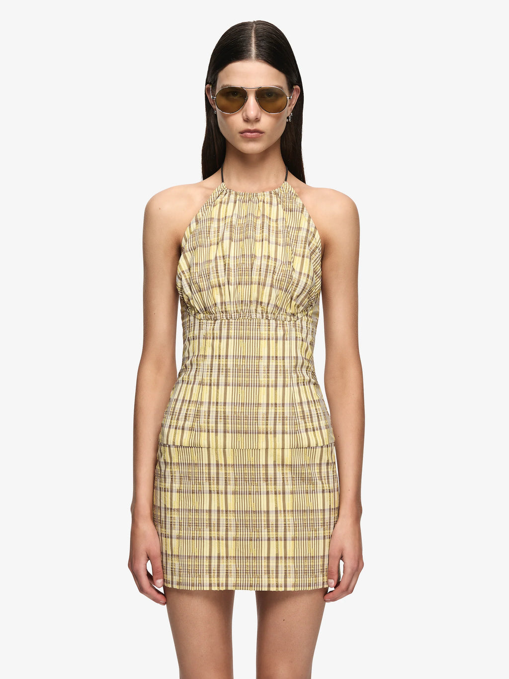 TESSELLATE MINI DRESS - CITRUS / TAUPE