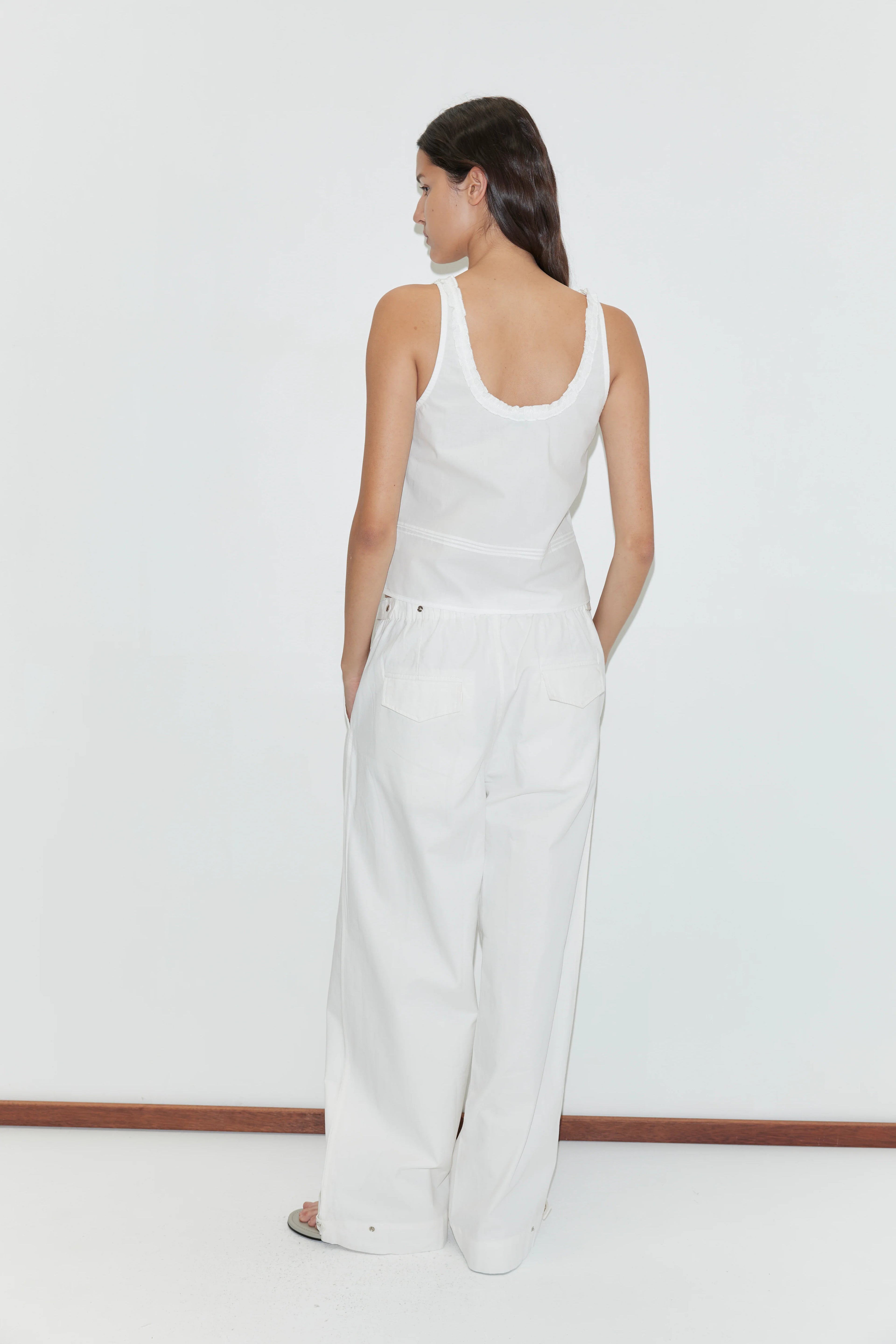 SNAP TAB PANT - WHITE