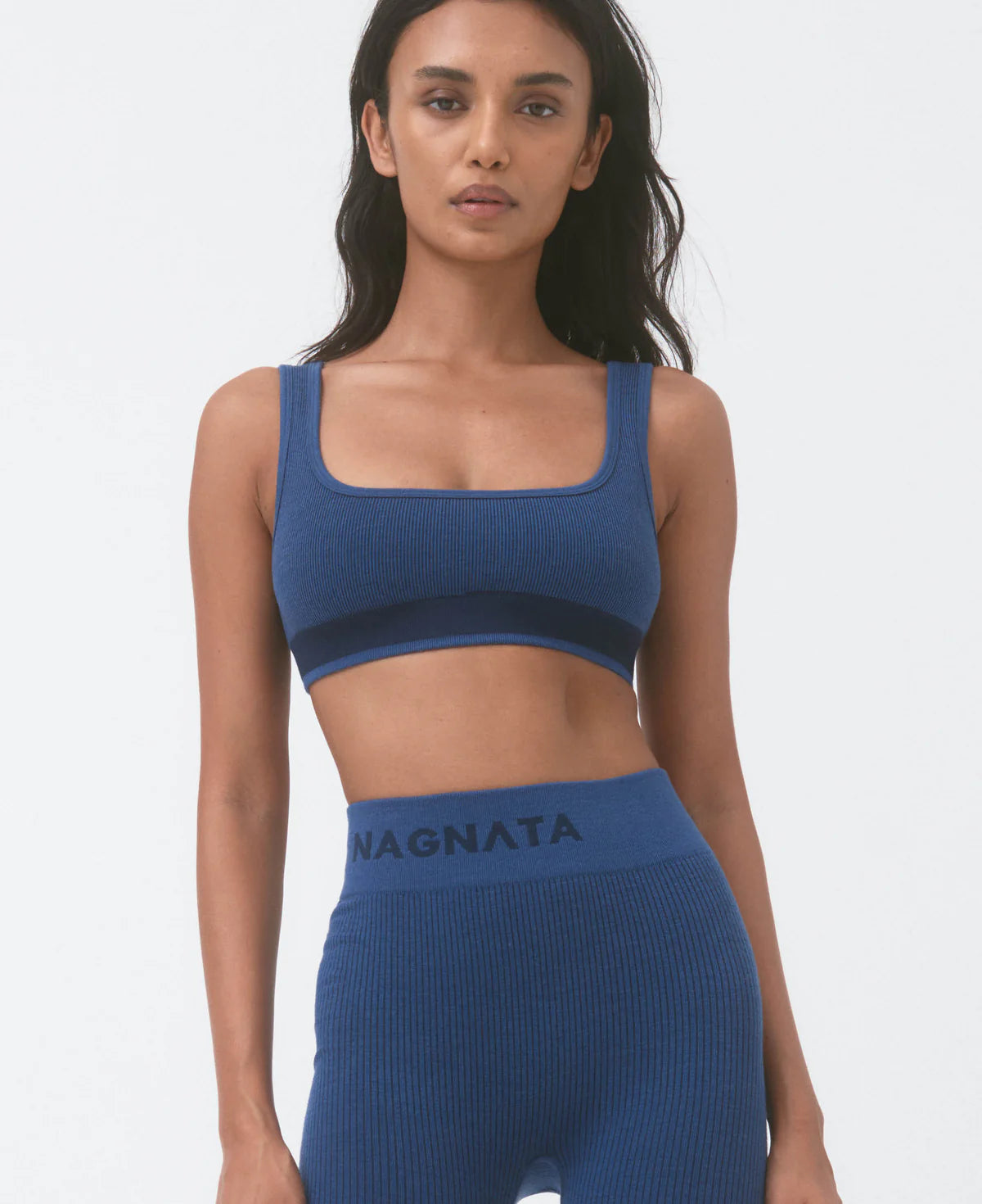 M19 FINE RIB WOOL BRALET - DENIM