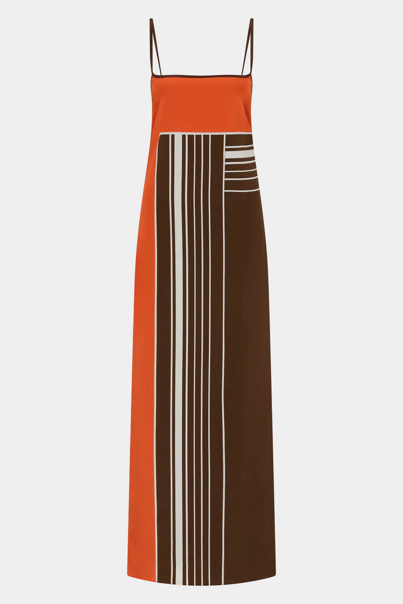 DESTINO SCOOP SLIP DRESS - PACHA STRIPE