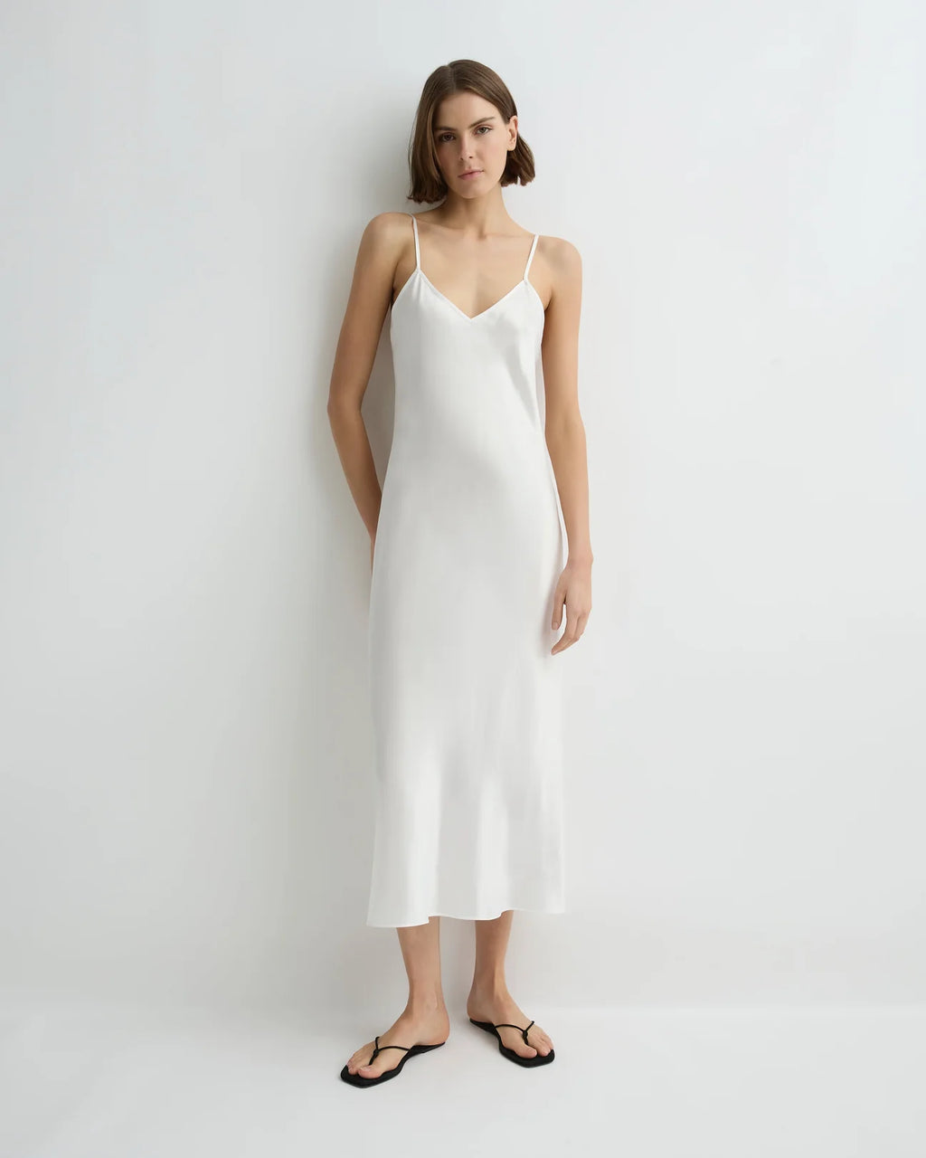 COMO LONG BIAS SLIP DRESS - WHITE