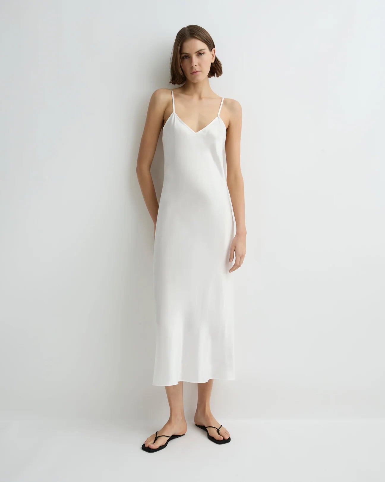 COMO LONG BIAS SLIP DRESS - WHITE