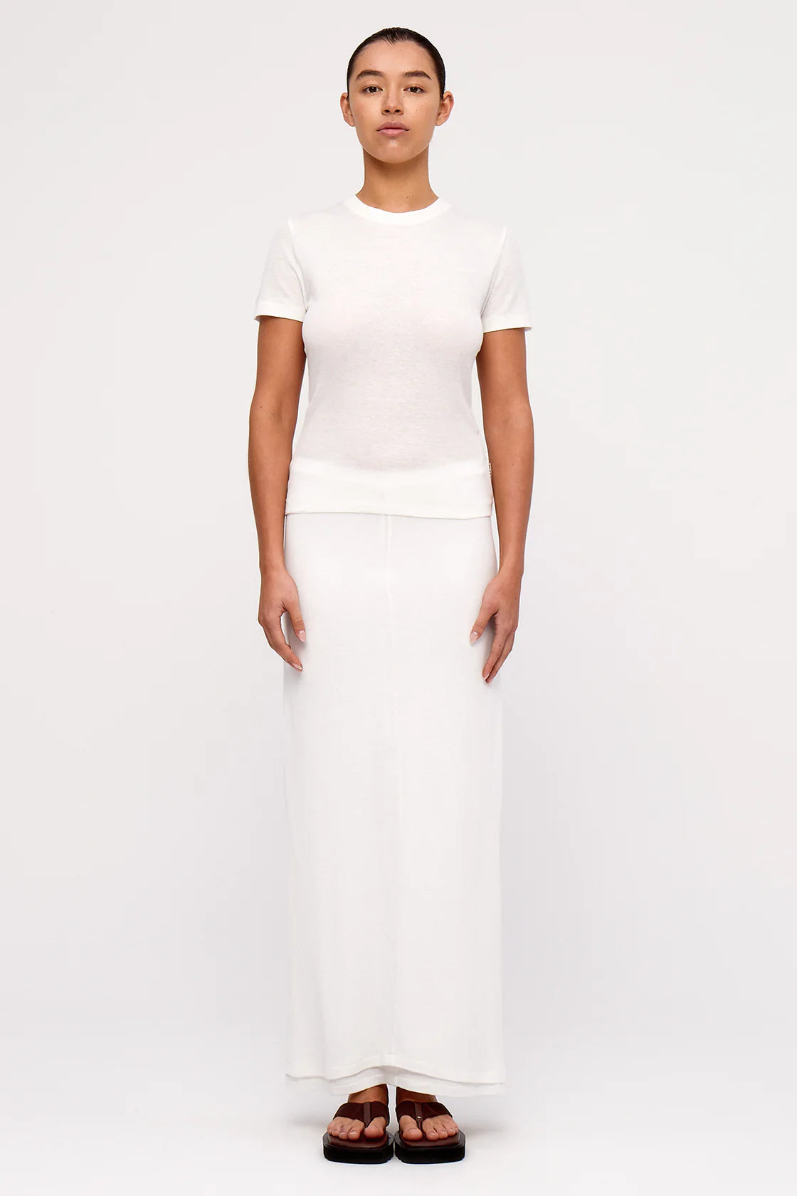 RIB HEMP JERSEY T SHIRT - WHITE