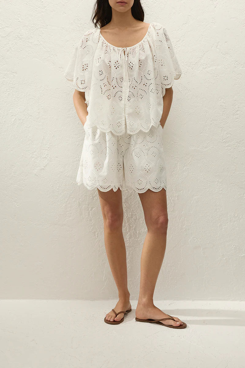 FONDACO SHORT - BIANCA BROIDERIE WHITE