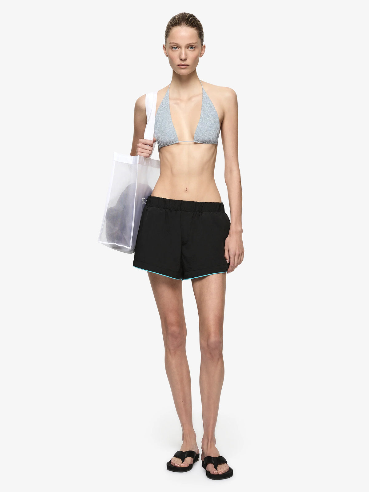 LONG BOARD SHORT - BLACK/BRIGHT BLUE