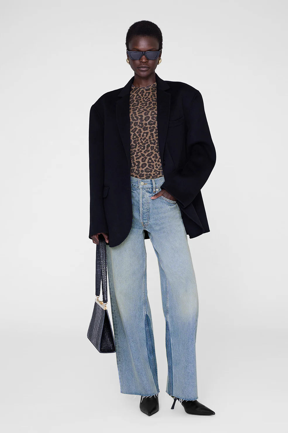 SYLVIE TEE - BLACK AND BROWN LEOPARD