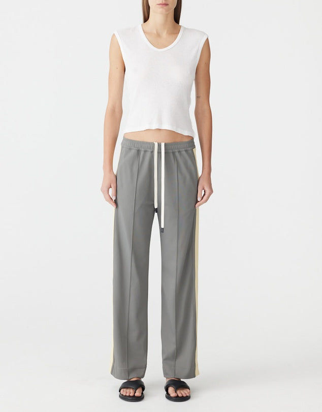 TWILL STRIPE DETAIL PANT - PEWTER / PALE YELLOW
