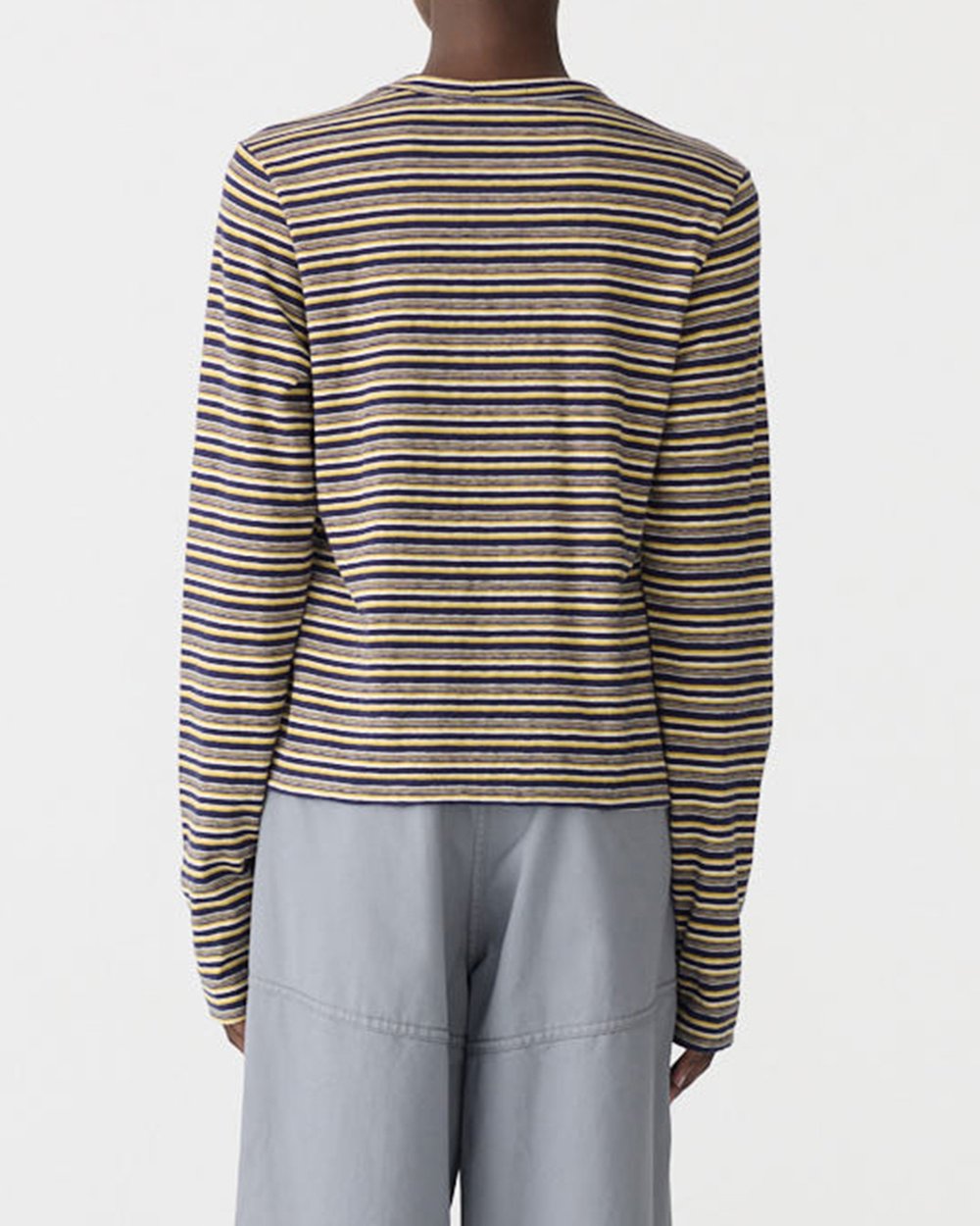 STRIPE SLIM L/S T-SHIRT - NAVY/CITRUS/WHITE