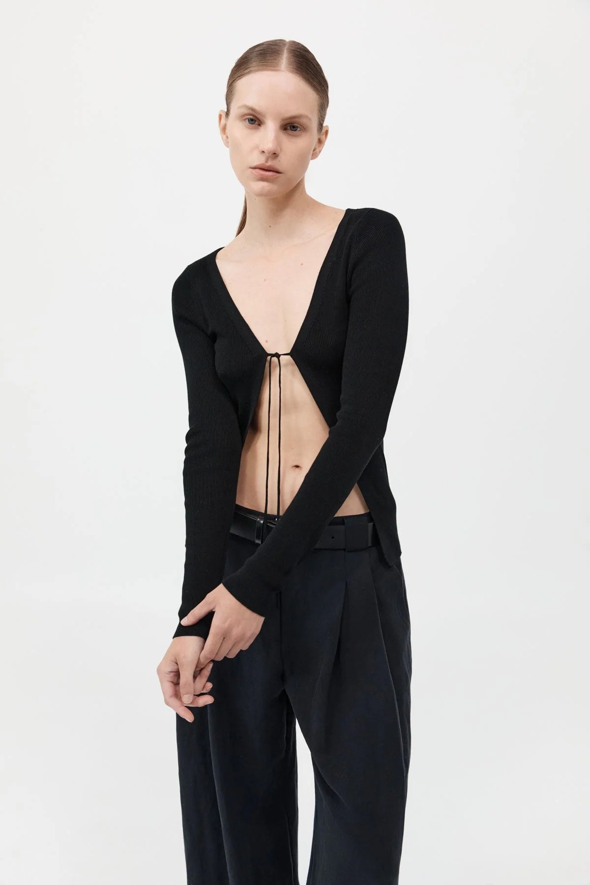 ROULEAU TIE REVERSIBLE KNIT TOP - BLACK