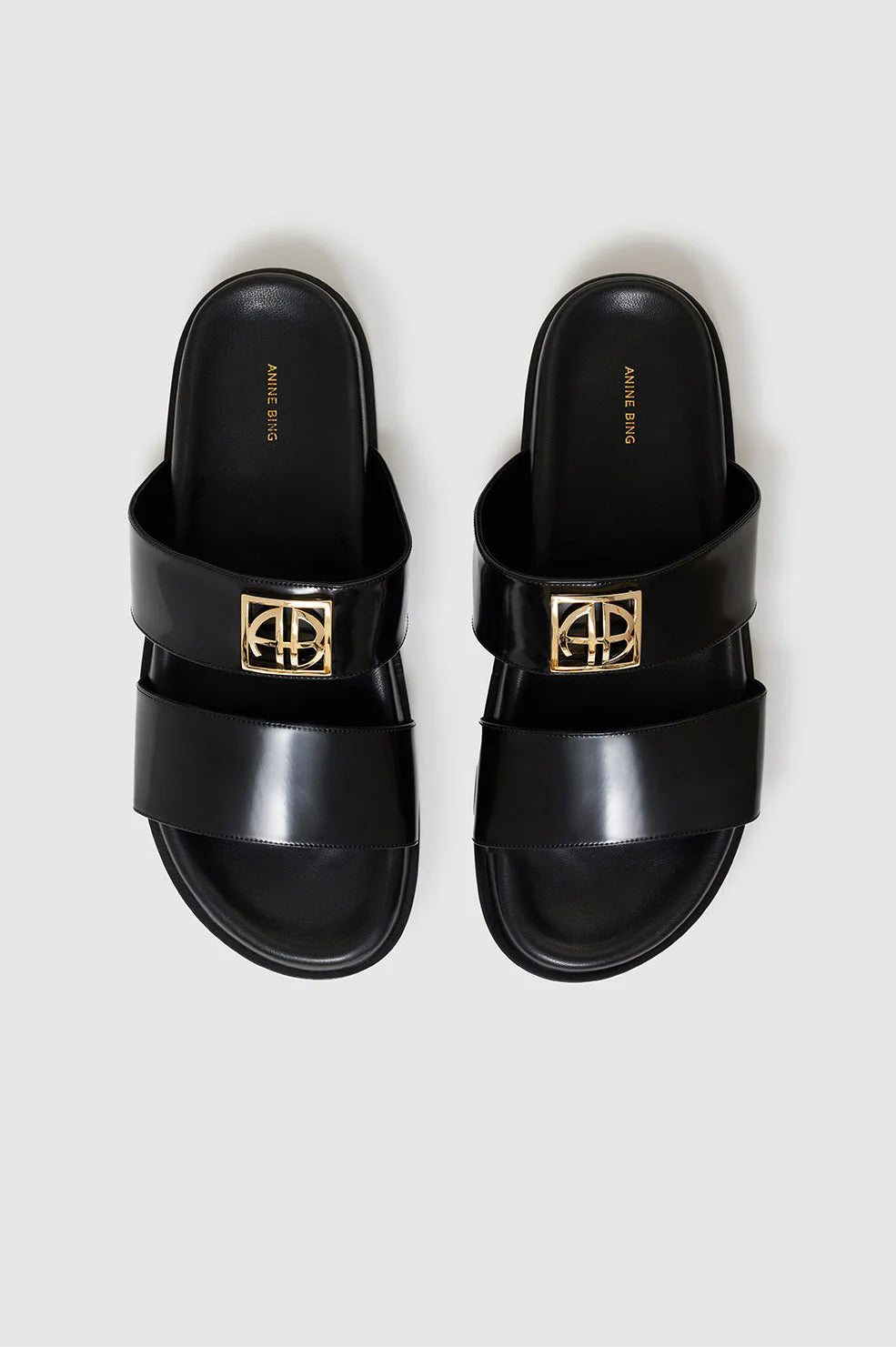 PARKER SLIDES MONOGRAM - HIGH SHINE BLACK