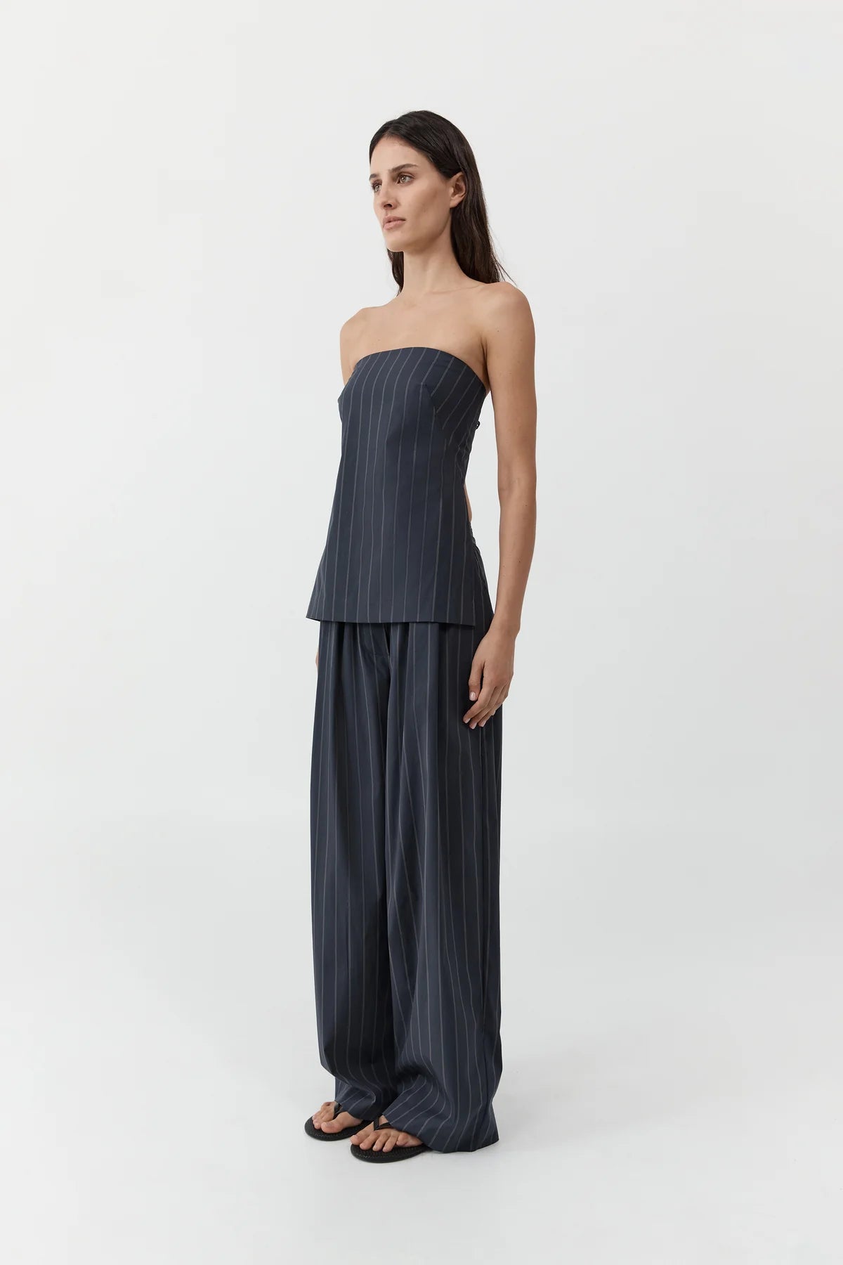 (PRE-ORDER) STRAPLESS ROULEAU TIE TOP - INK STRIPE