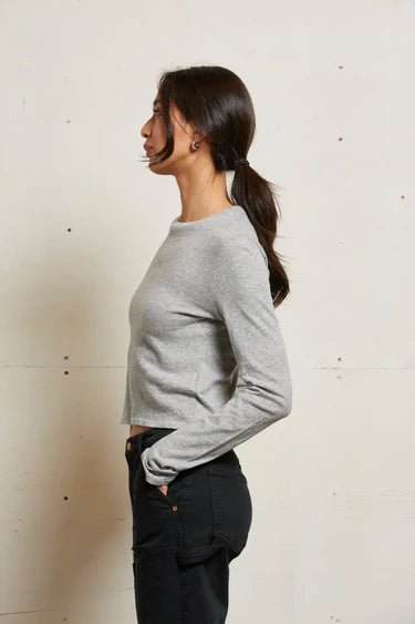 JAMIE LONGSLEEVE TOP - HEATHER GREY