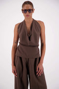 MELISSA TIE TOP - TAUPE