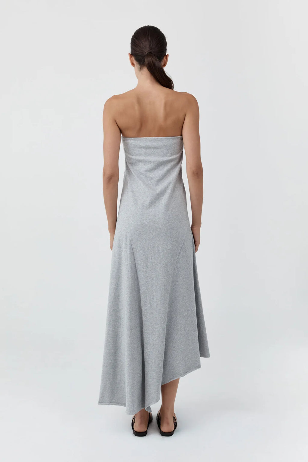 STRAPLESS COTTON JERSEY DRESS - LIGHT GREY MARLE