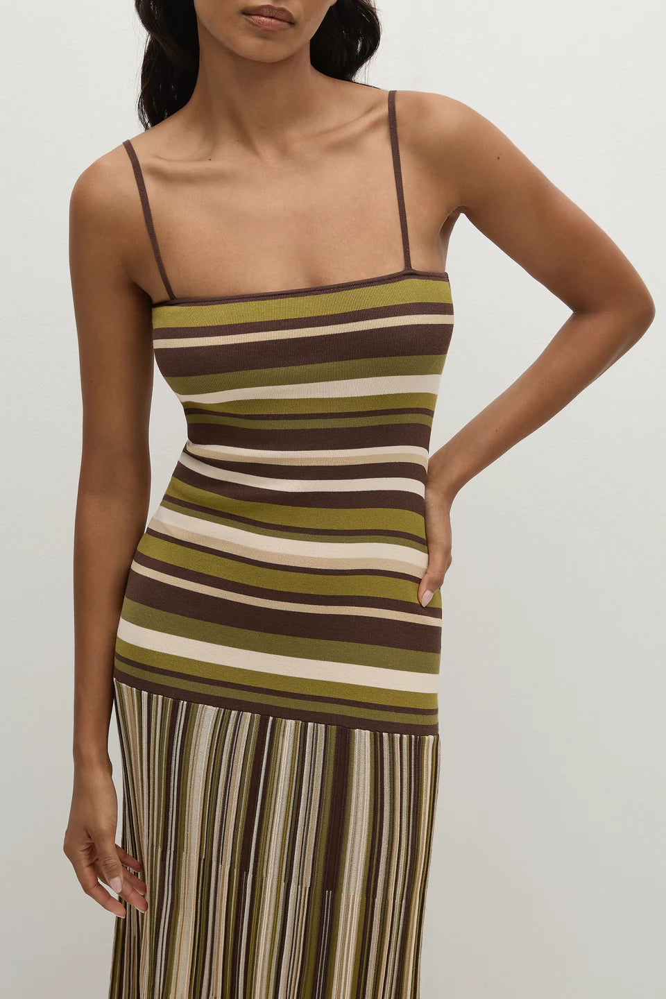 ESSENIA KNIT DRESS - ESPRESSO PINE STRIPE