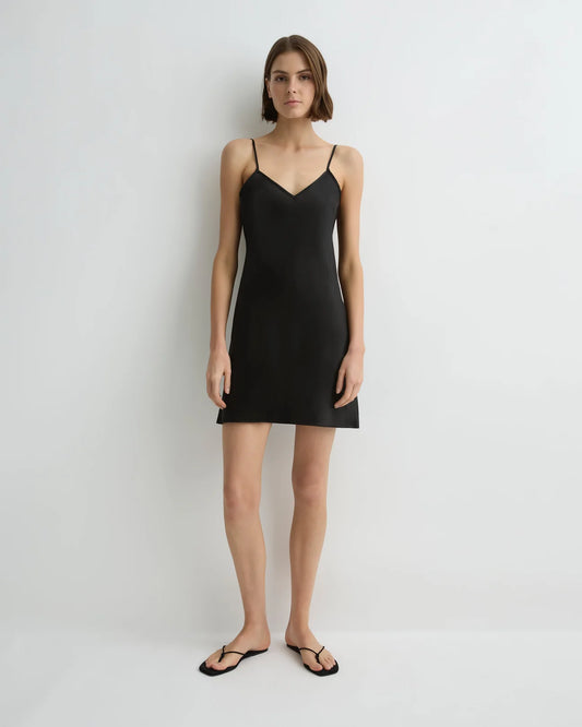 COMO SHORT BIAS SLIP DRESS - BLACK