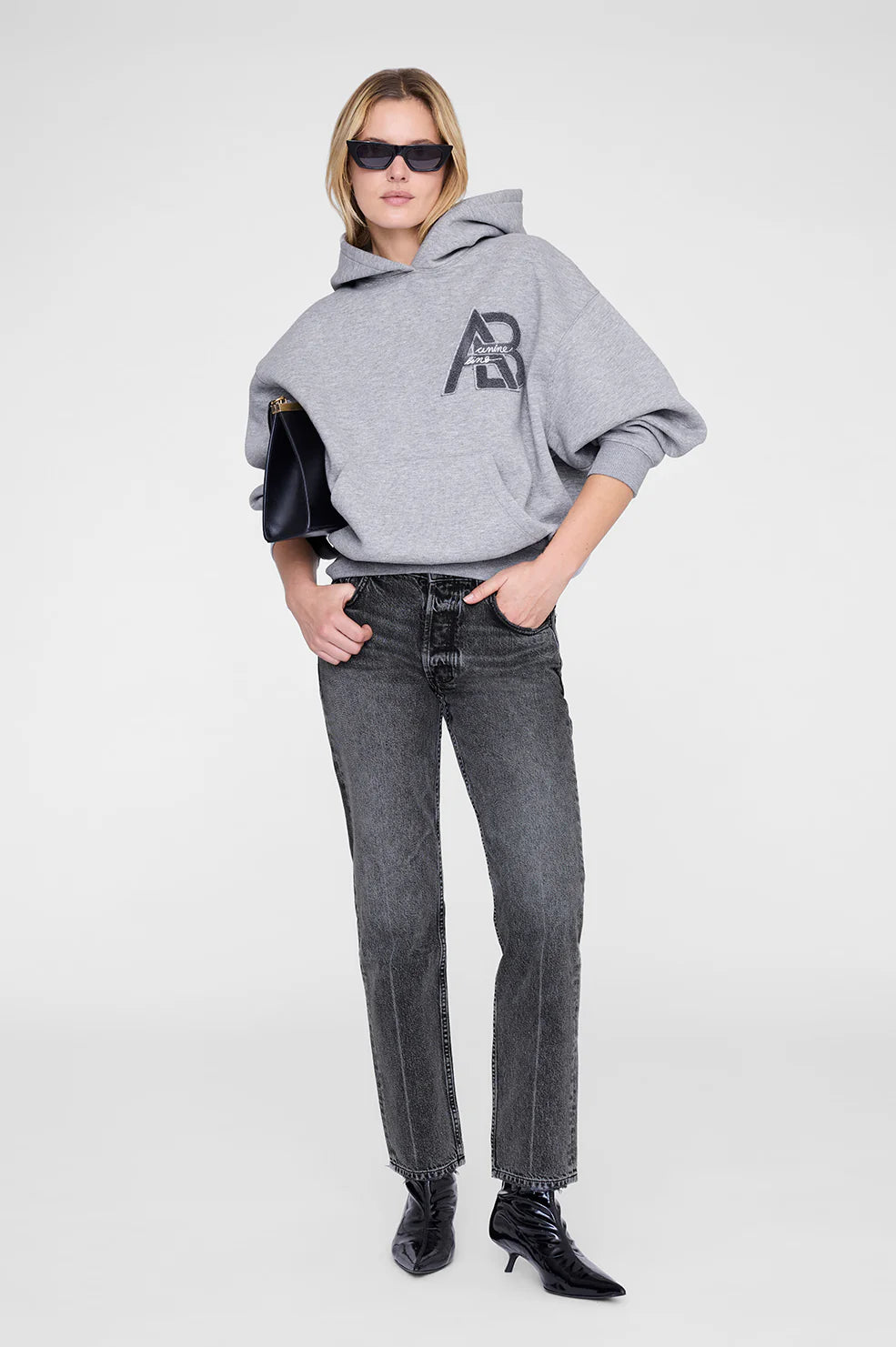 JACI HOODIE LETTERMAN - MEDIUM HEATHER GREY