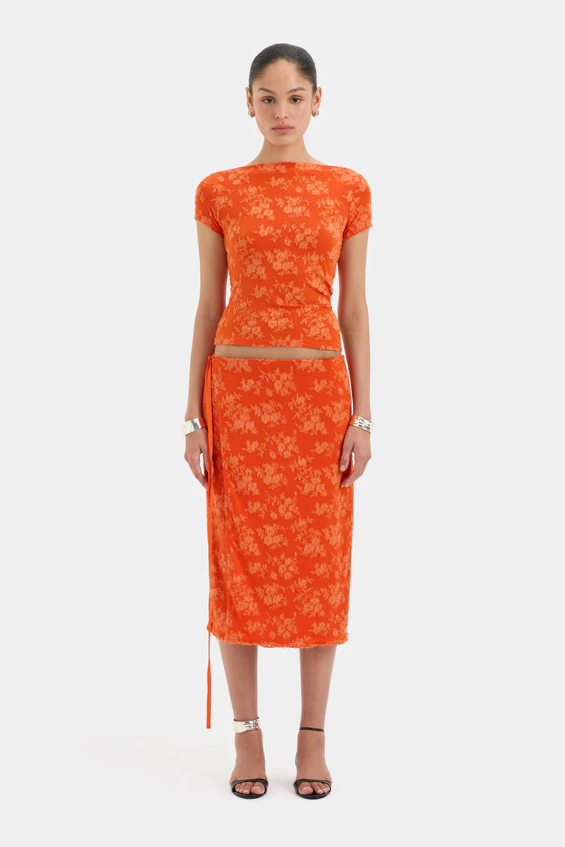 (PRE-ORDER) BLANCA WRAP SKIRT - PALMERA TANGERINE