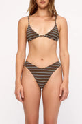 TAN STRIPE TOWELLING TRIANGLE TOP - TAN STRIPE