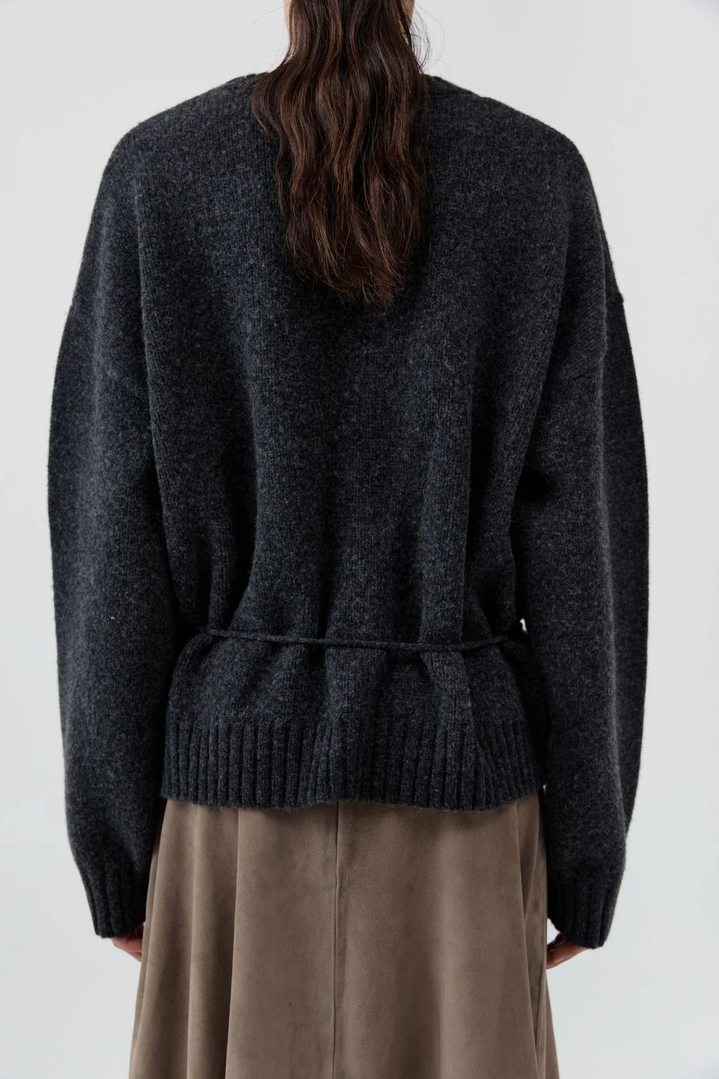 WOOL CREW NECK JUMPER - CHARCOAL MELANGE