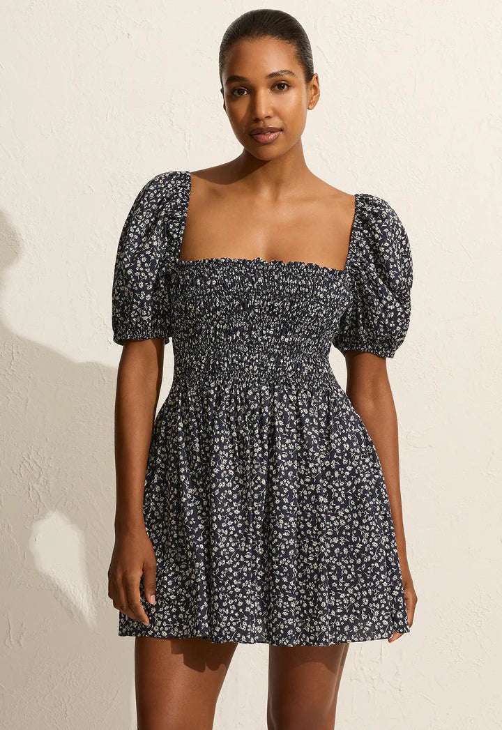 floral peasant mini dress SHIRRED PEASANT MINI DRESS