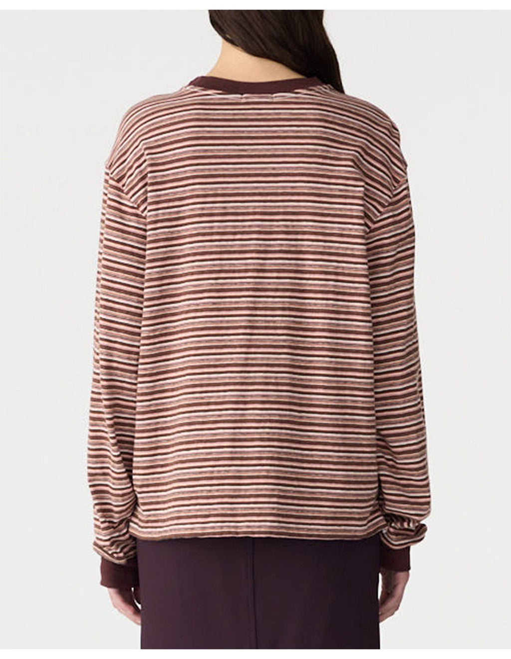 STRIPE SLOUCH L/S T-SHIRT - PINK/ORANGE/PLUM