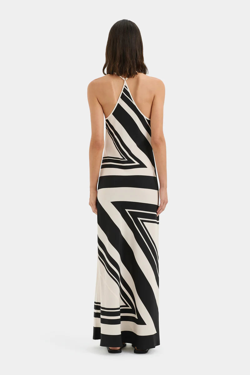 PIETRA V NECK SLIP DRESS - MILANO NERO
