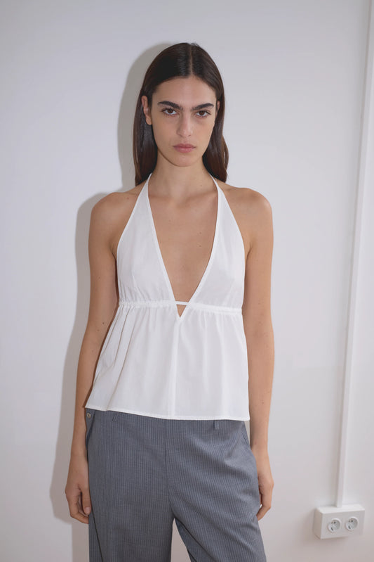 BUTTON HALTER - WHITE