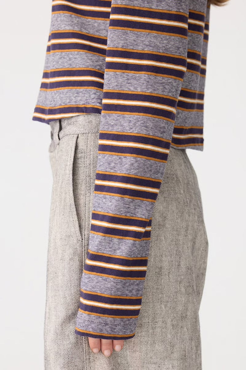VINTAGE STRIPE BABY L/S TSHIRT - PURPLE/ GOLD STRIPE
