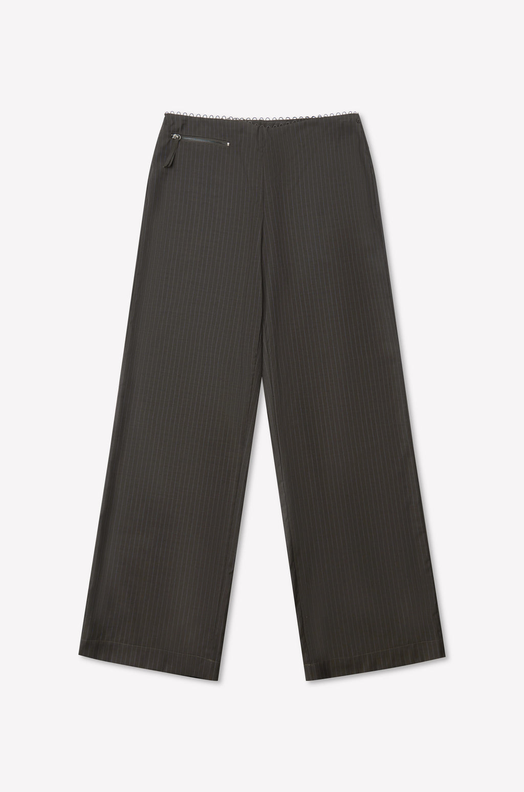 PURE WOOL ZIP PANT - CHARCOAL STRIPE