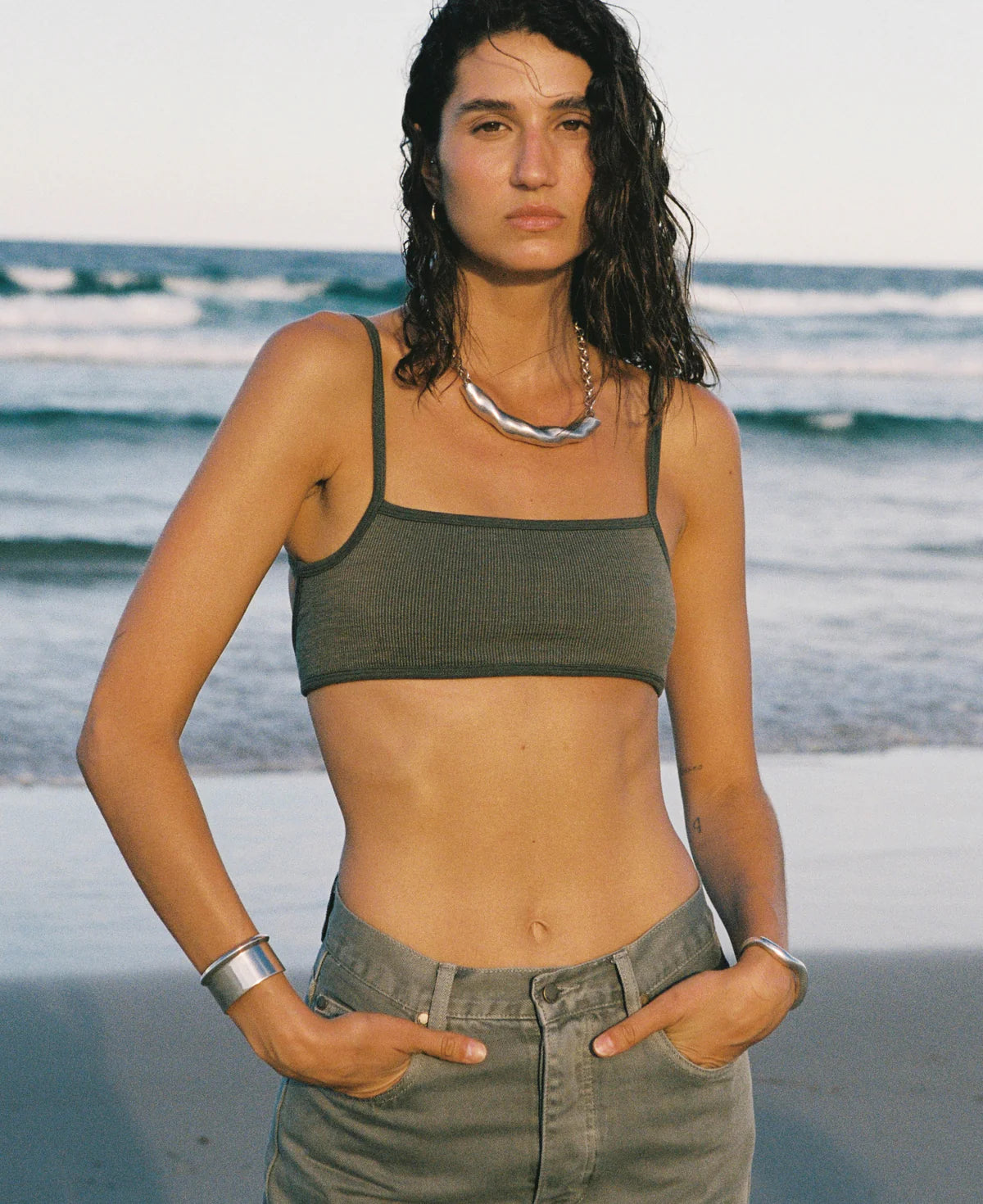 STRAP BACK WOOL BRALET - GROVE