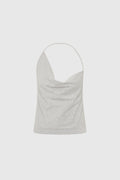 COTTON JERSEY HALTER TOP - LIGHT GREY MARLE