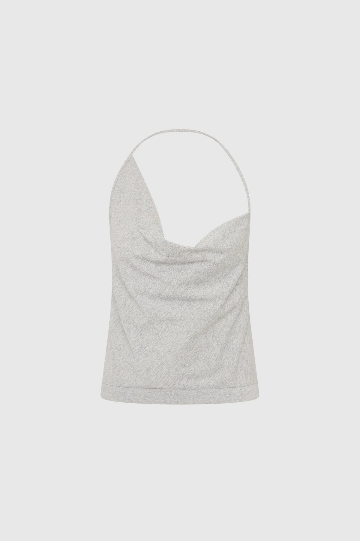 COTTON JERSEY HALTER TOP - LIGHT GREY MARLE