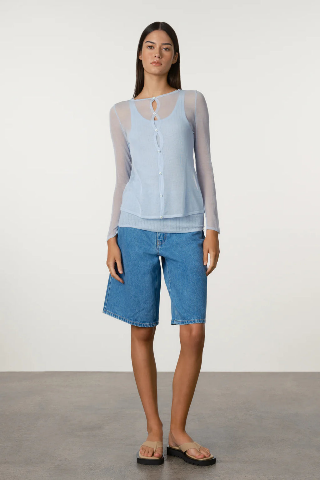 BRIGHT BLUE RECYCLED DENIM WALK SHORTS - BRIGHT BLUE