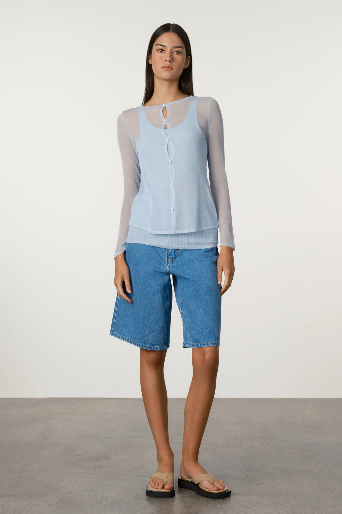 BRIGHT BLUE RECYCLED DENIM WALK SHORTS - BRIGHT BLUE