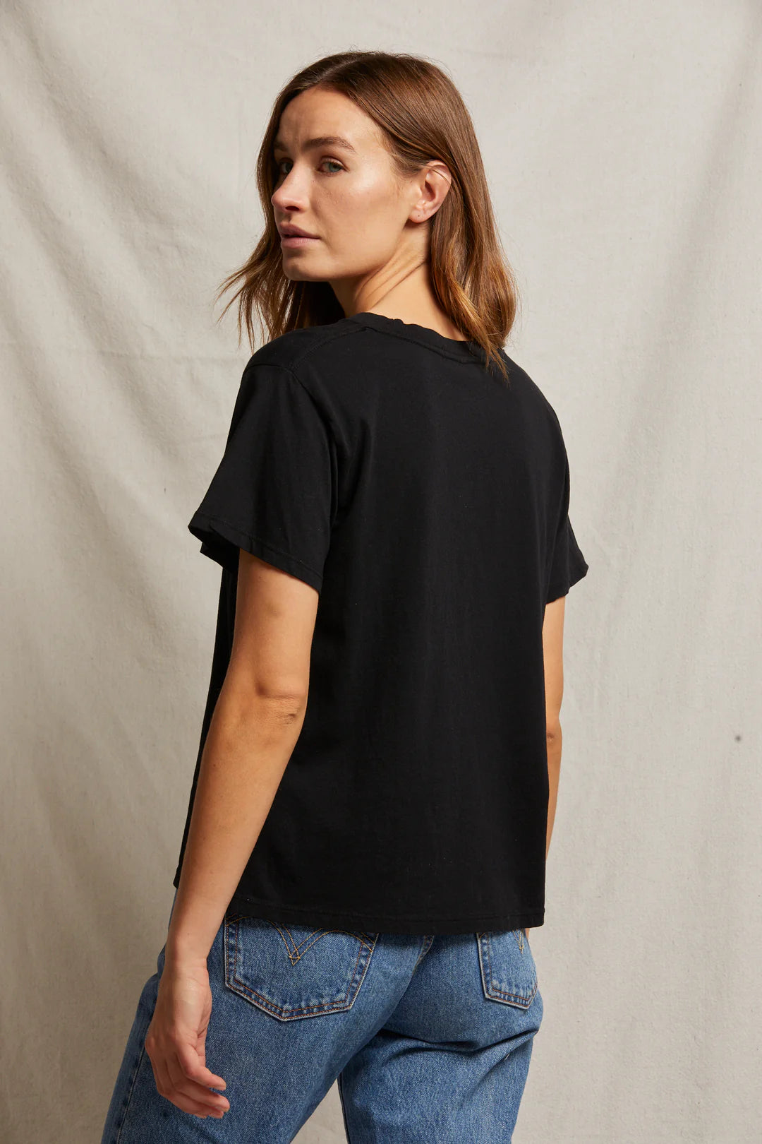 RUBY COTTON BOXY TEE - TRUE BLACK